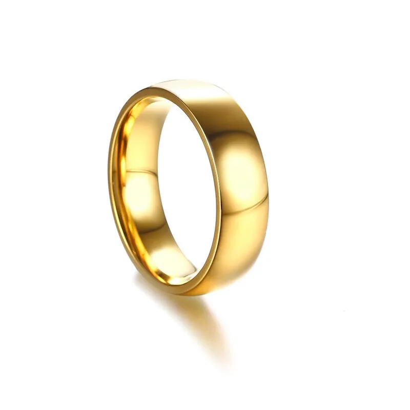 Classic Wedding Rings for Women Men Gold Color Stainless Steel Couple Band Anniversary Personalized Name Lovers Gift