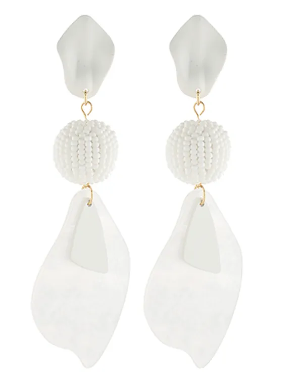 Color Coated Petal & Ball Drop Earrings