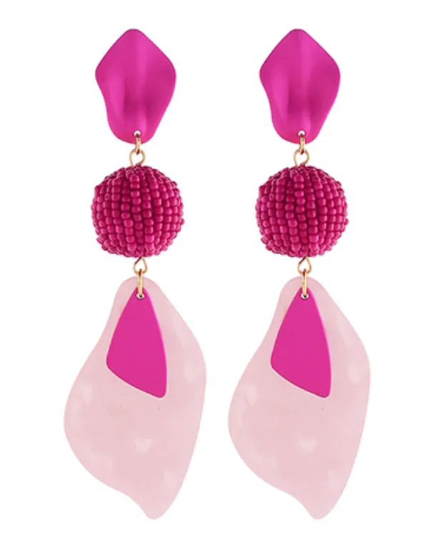 Color Coated Petal & Ball Drop Earrings