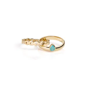 Connected Rolling Ring Bands with Paraiba Tourmaline