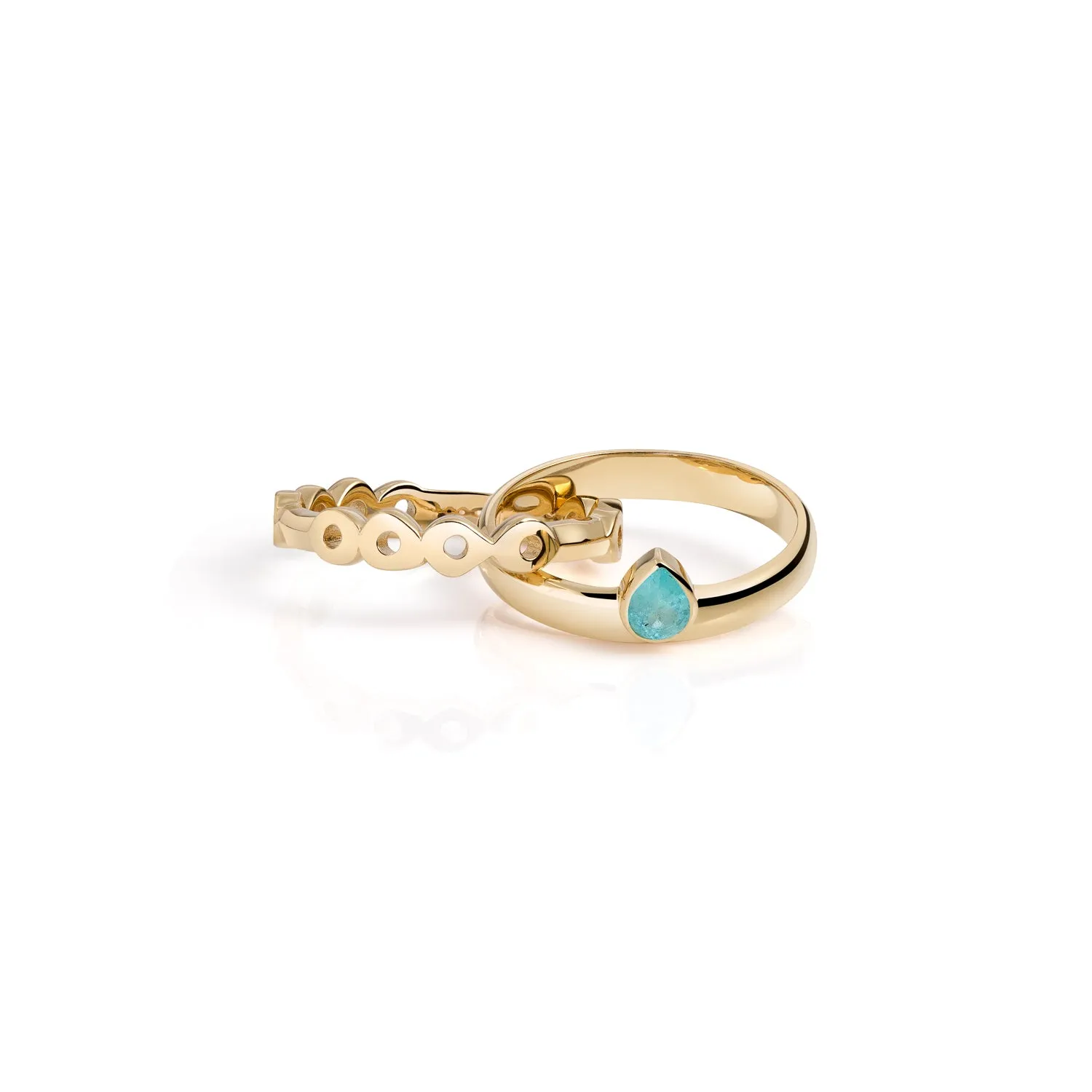 Connected Rolling Ring Bands with Paraiba Tourmaline