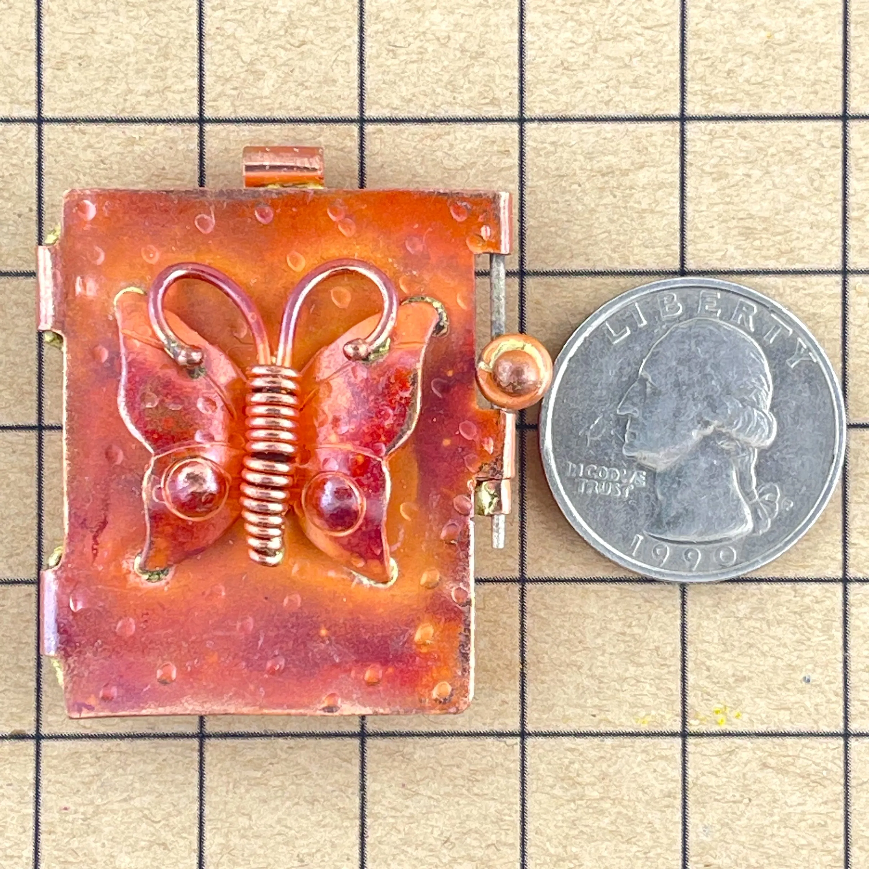 Copper Butterfly Locket  - Pendant for Necklace