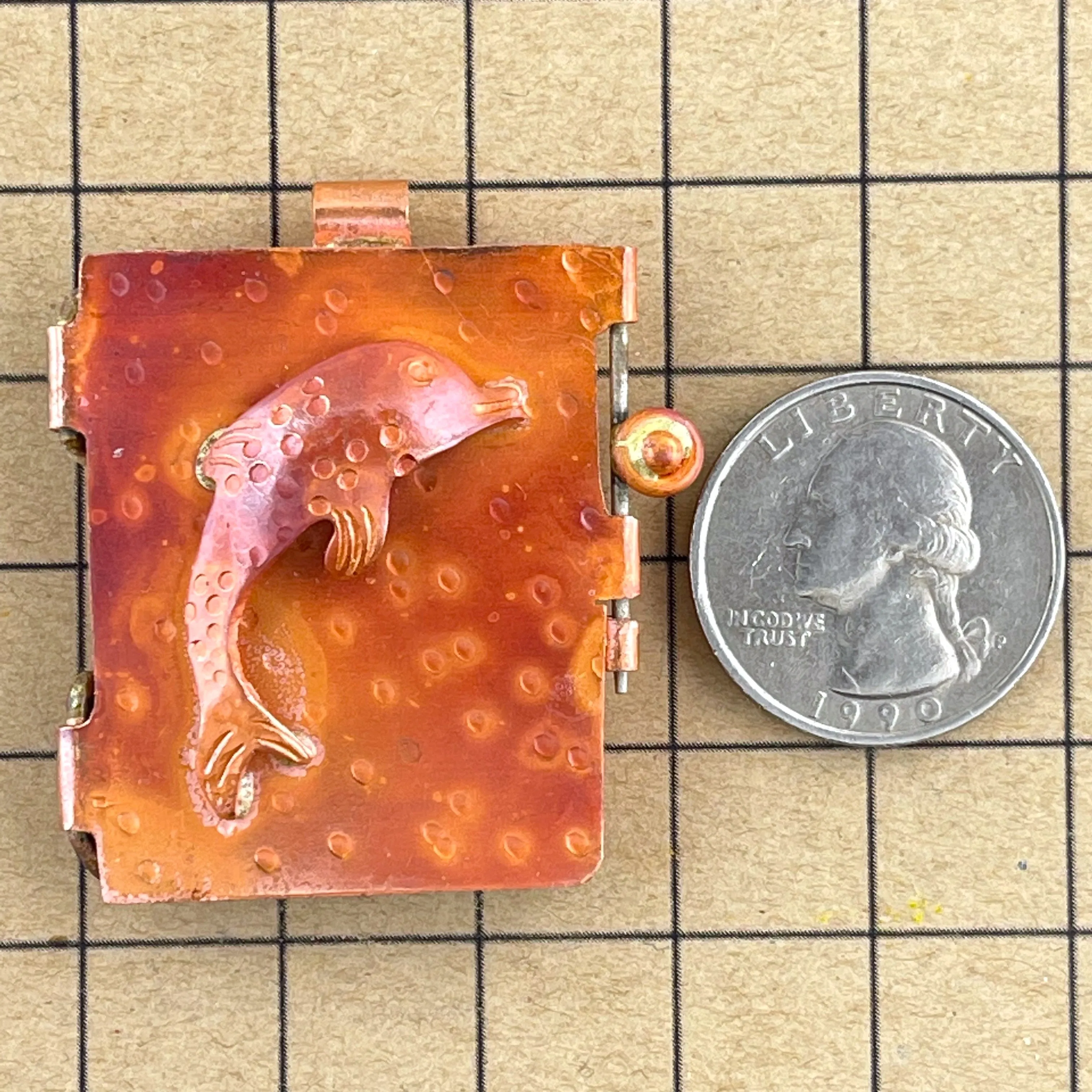 Copper Dolphin Locket - Pendant for Necklace