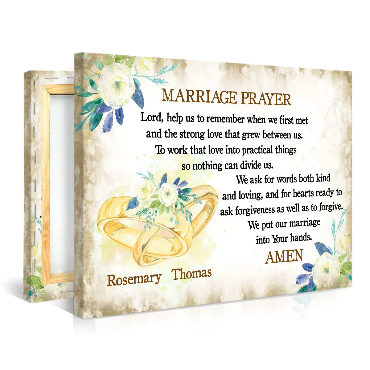 Couple Landscape Canvas - Personalized Marriage, Rings Marriage, Lord, Flowers Canvas - Custom Gift For Christian Couple, Spouse, Lover - Lord Help Us To Remember When We First Met