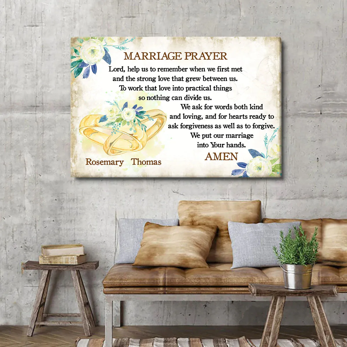 Couple Landscape Canvas - Personalized Marriage, Rings Marriage, Lord, Flowers Canvas - Custom Gift For Christian Couple, Spouse, Lover - Lord Help Us To Remember When We First Met