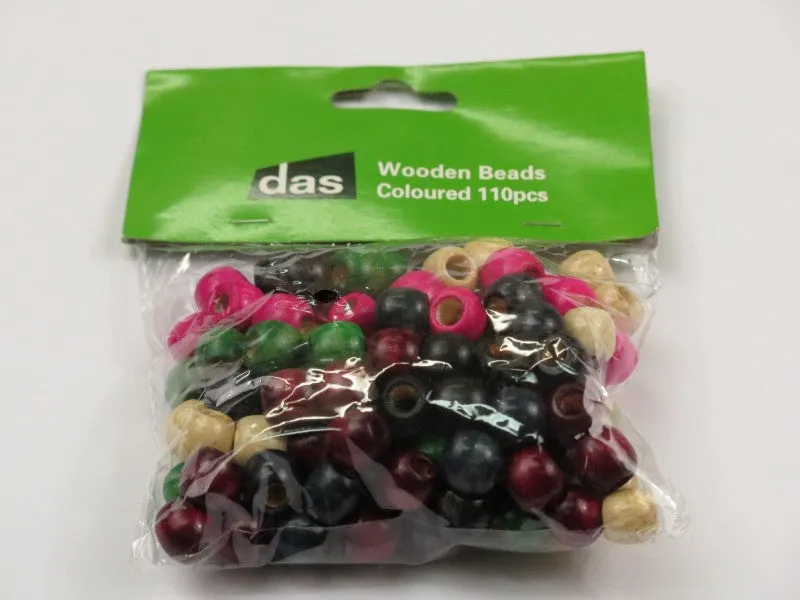 Craft - Wooden Beads Coloured 110pc