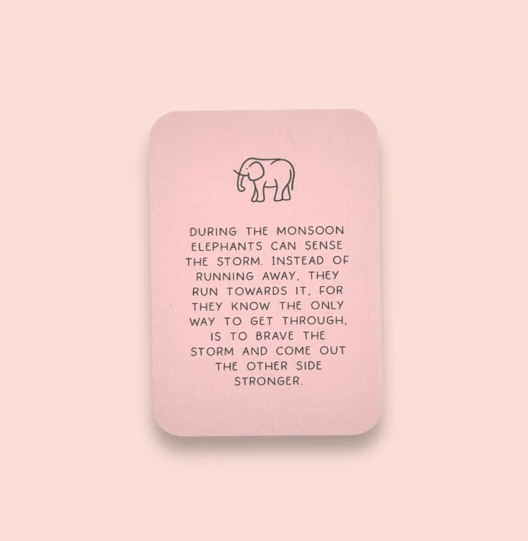 Cream & beige marble elephant charm bracelet with inspirational bravery/ strength/ courage quote card!