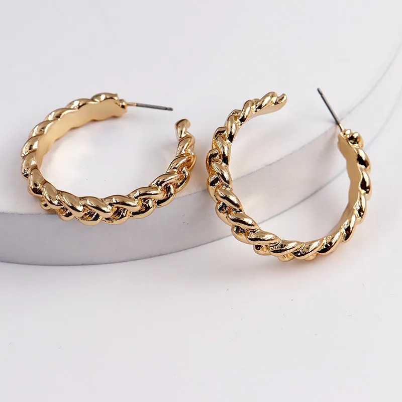 Crescent Chain Alloy Earrings - Elegant and Stylish Jewelry Piece