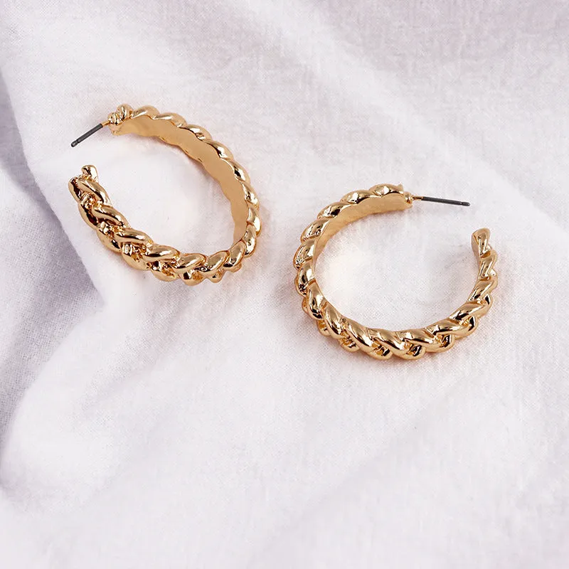 Crescent Chain Alloy Earrings - Elegant and Stylish Jewelry Piece