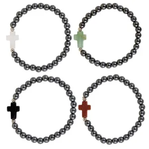 Cross Bracelet - Hematite