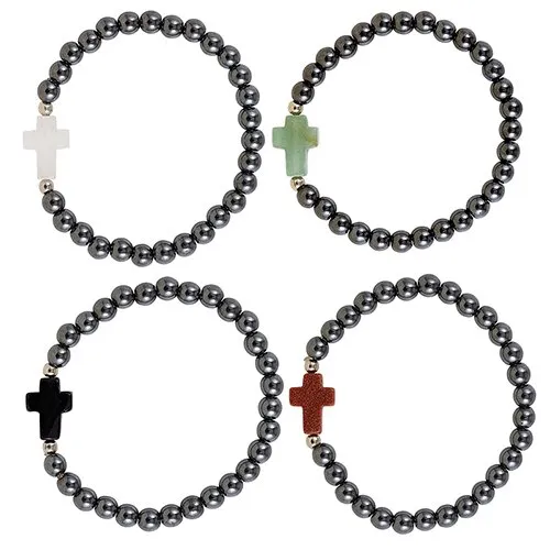 Cross Bracelet - Hematite