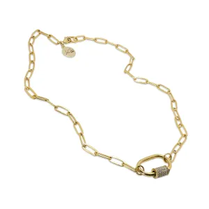 Crystal Link Lock Charm Necklace