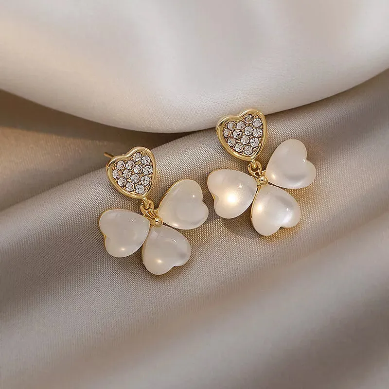 Crystal Shiny Heart, Flower, Leaf and Oval Shape Earrings - Ideal Gift for Her