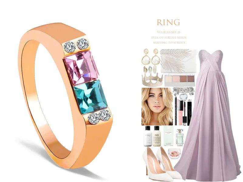 Cubic Zirconia Color Gold Wedding Rings for Women (R148)