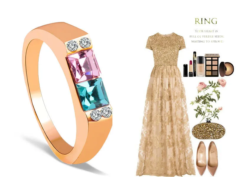 Cubic Zirconia Color Gold Wedding Rings for Women (R148)