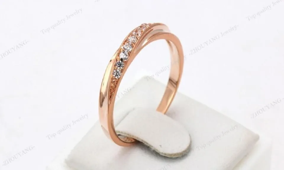 Cubic Zirconia Lovers Rose Gold Color Wedding Ring
