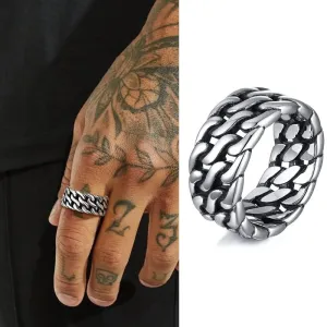 Curb Link Chain Ring, Stainless Steel Double Weaving Chain Rings