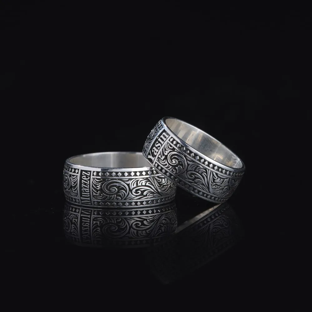 Custom Name Wedding / Engagement Rings for Couple