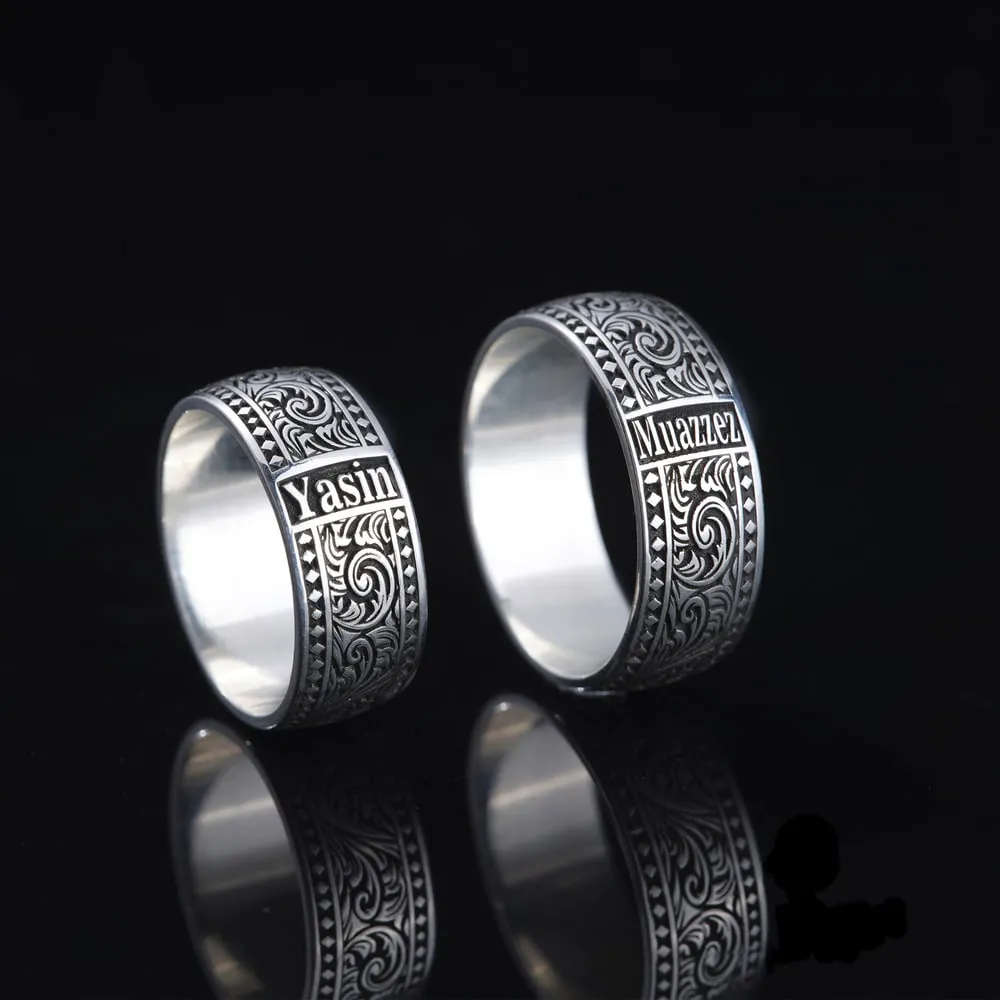 Custom Name Wedding / Engagement Rings for Couple