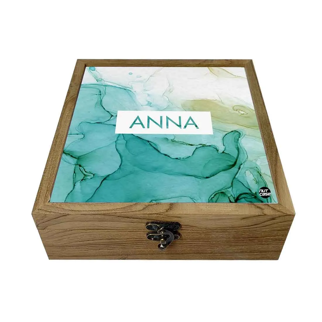 Customized Accessories Box Organizer - Green Ink Watercolor