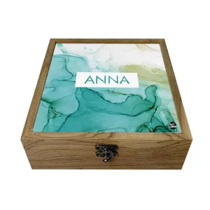 Customized Accessories Box Organizer - Green Ink Watercolor