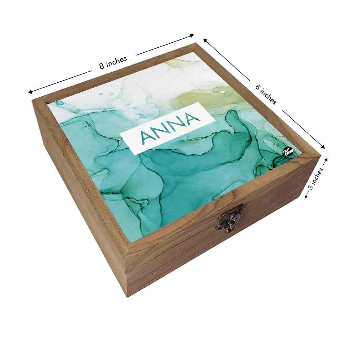 Customized Accessories Box Organizer - Green Ink Watercolor
