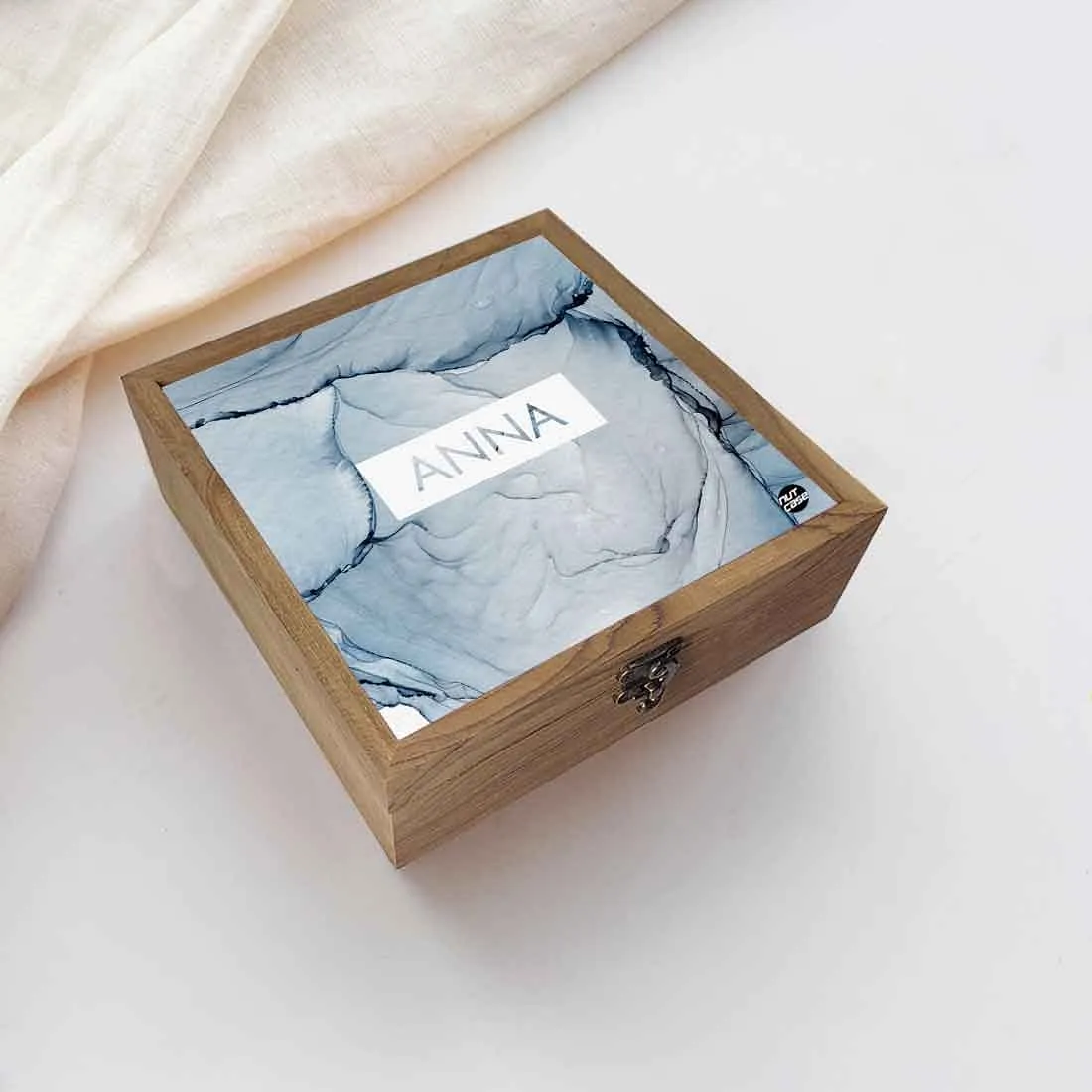 Customized Jewellery Box With Name - Gray Ink Watercolor