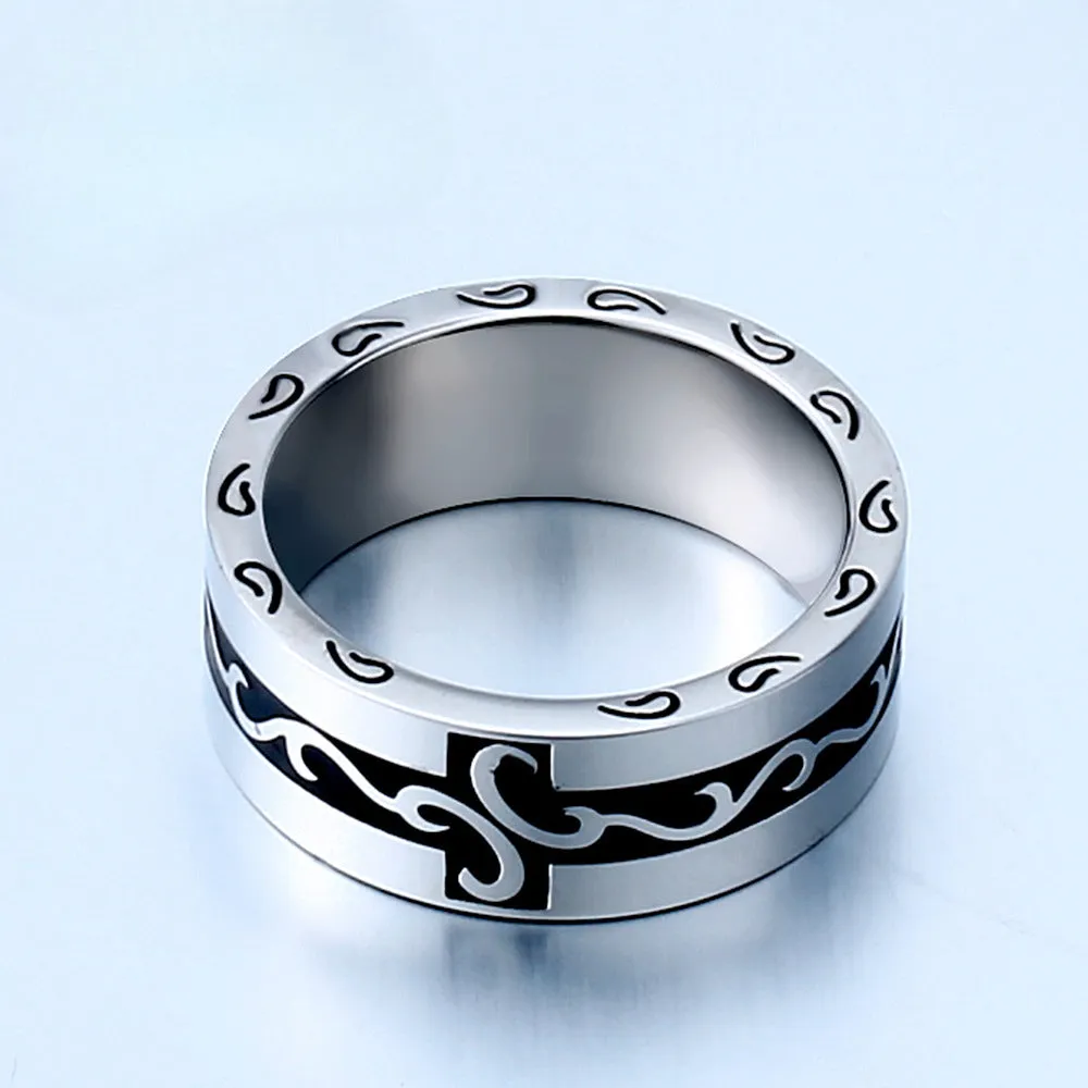 Customized Retro Hipster Titanium Steel Engraved Rings for Unisex - Wholesale Handcrafted Jewelry
