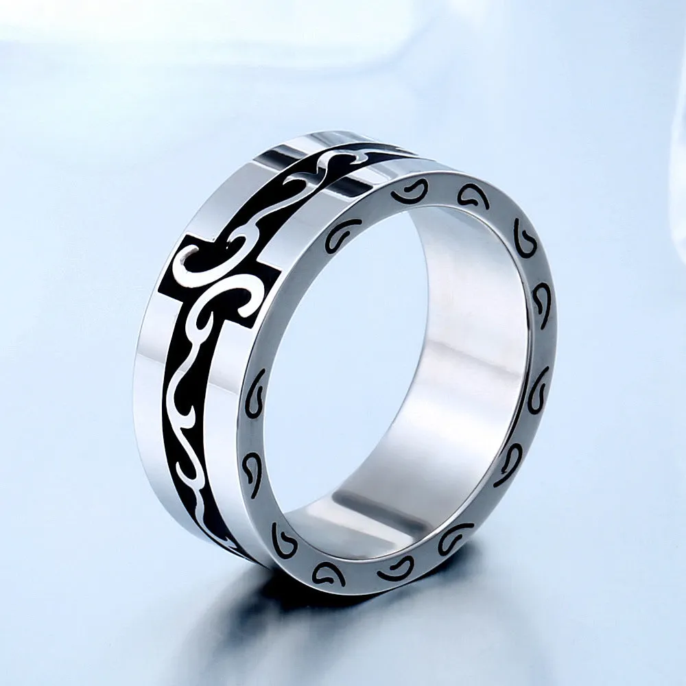 Customized Retro Hipster Titanium Steel Engraved Rings for Unisex - Wholesale Handcrafted Jewelry