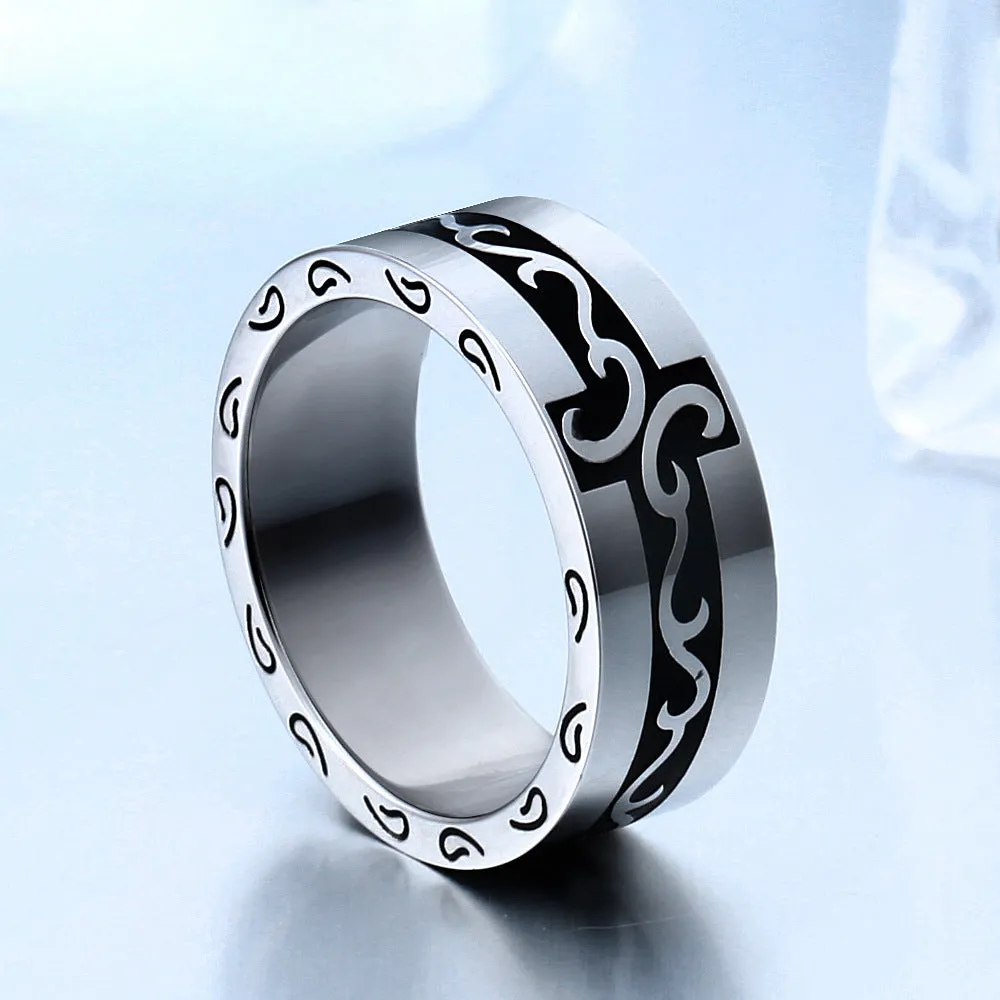 Customized Retro Hipster Titanium Steel Engraved Rings for Unisex - Wholesale Handcrafted Jewelry