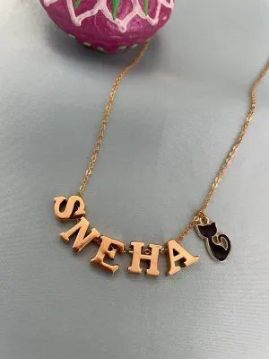 Cute Cat Custom Name Chain