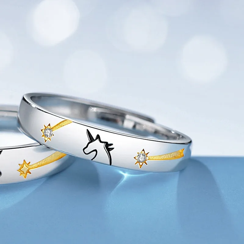 Cute Unicorn Matching His Hers Rings Set