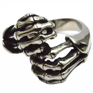 Daniel Smart Stainless Steel Skull Fingers Biker Ring