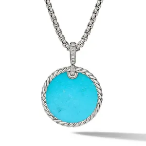 David Yurman DY Elements Disc Pendant with Turquoise and Mother of Pearl and Pave Diamonds