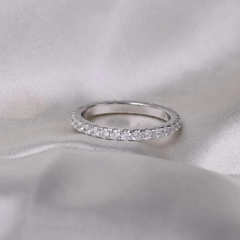 Delicate Sparkling Moissanite Diamonds Eternity Rings For Women - Silver Wedding Engagement Fine Jewellery 