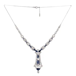 Diamond and Sapphire Platinum Necklace