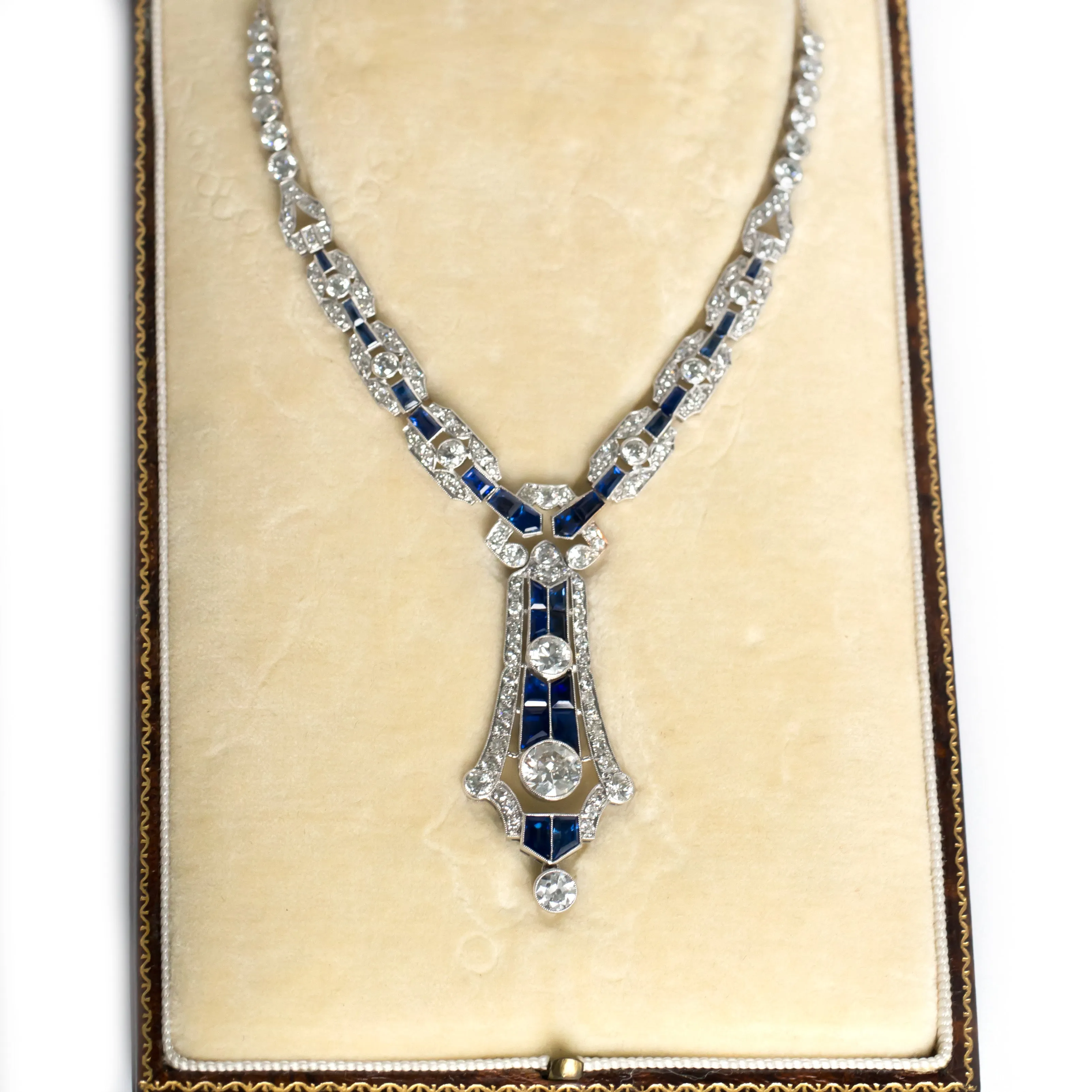 Diamond and Sapphire Platinum Necklace