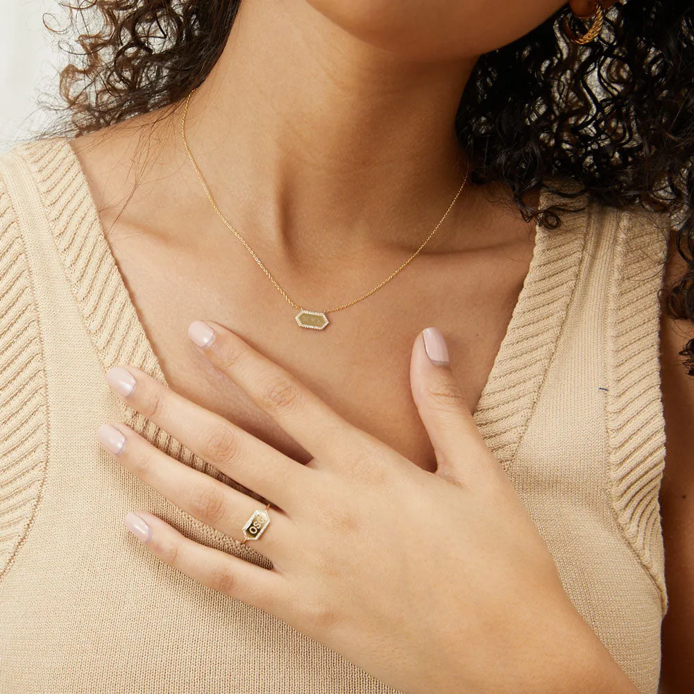 Diamond Hex Engravable Tag Ring