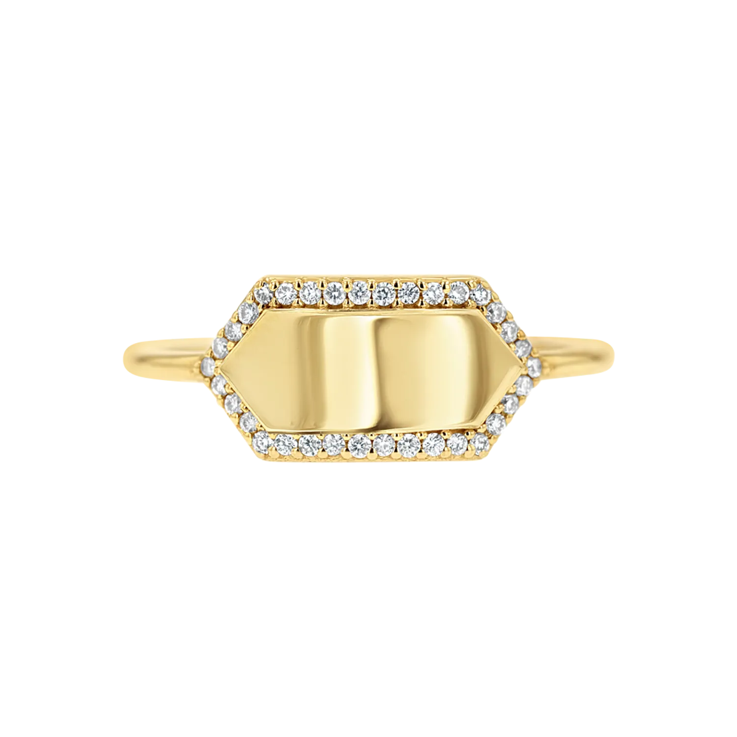 Diamond Hex Engravable Tag Ring