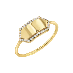 Diamond Hex Engravable Tag Ring