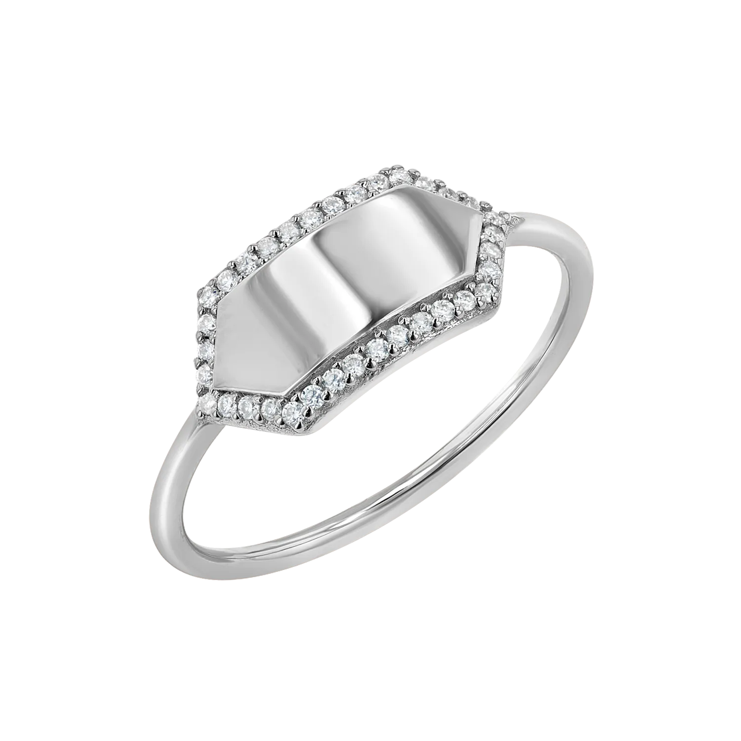 Diamond Hex Engravable Tag Ring