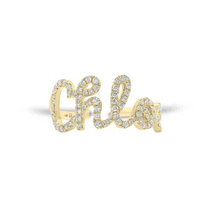 Diamond Script Name Ring