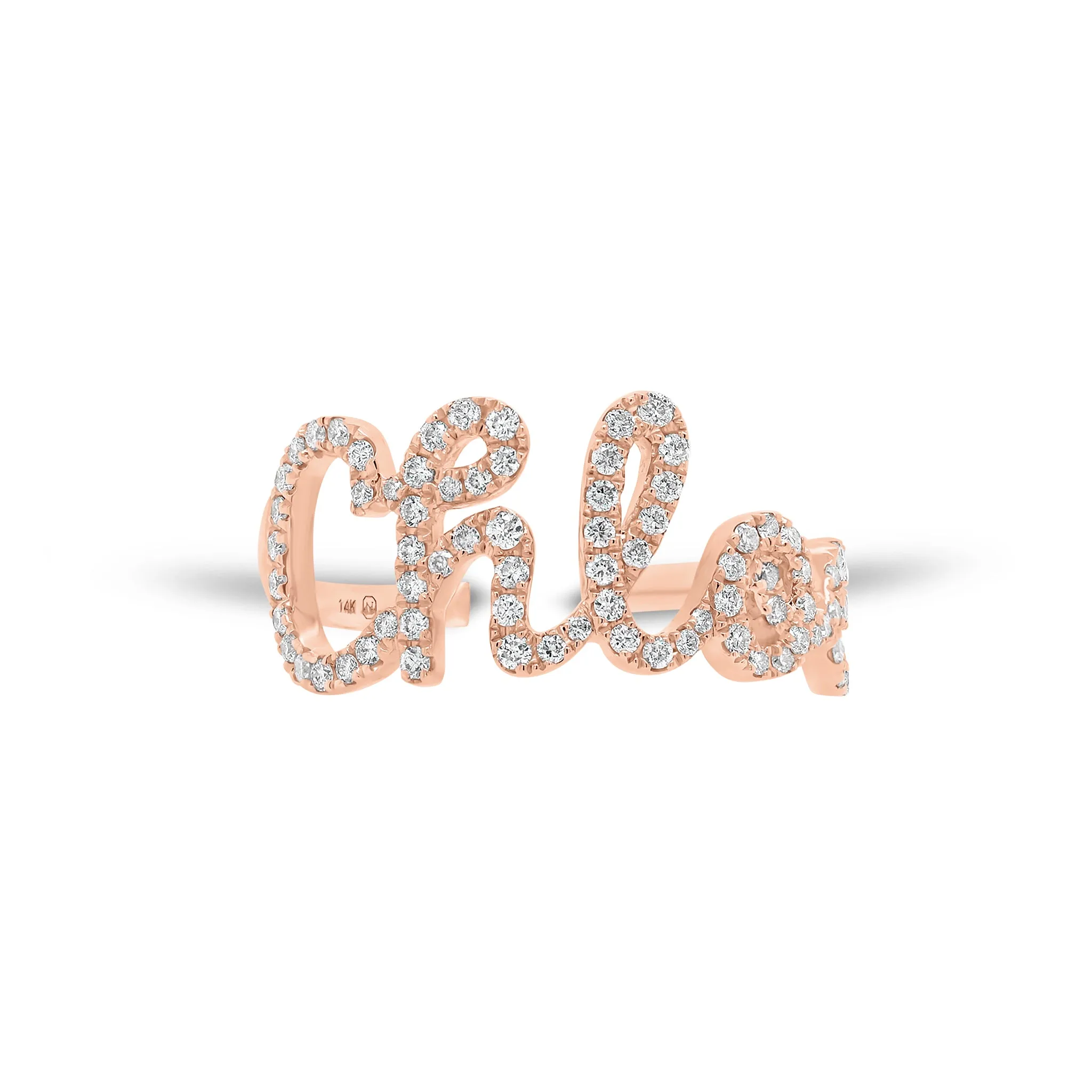 Diamond Script Name Ring