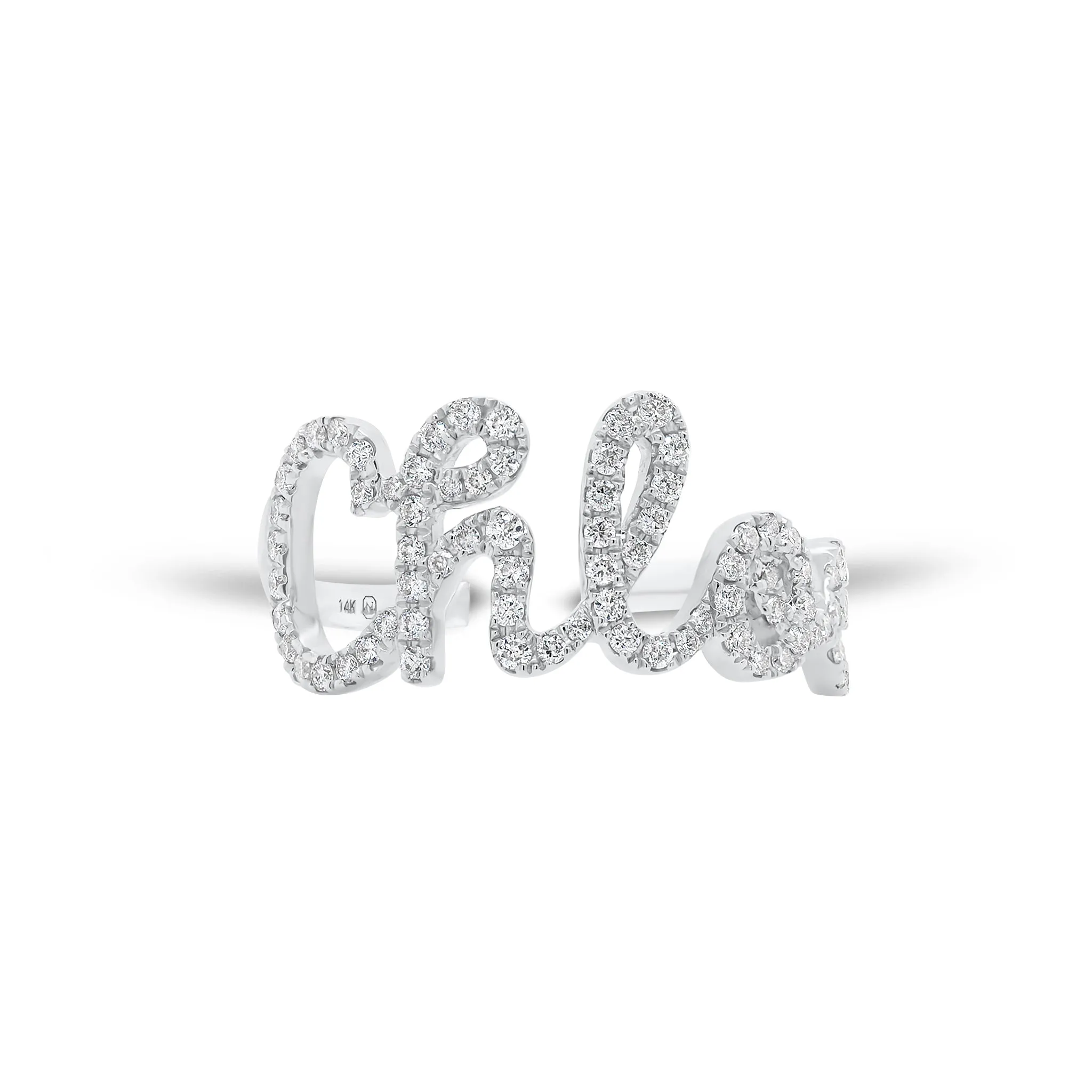 Diamond Script Name Ring