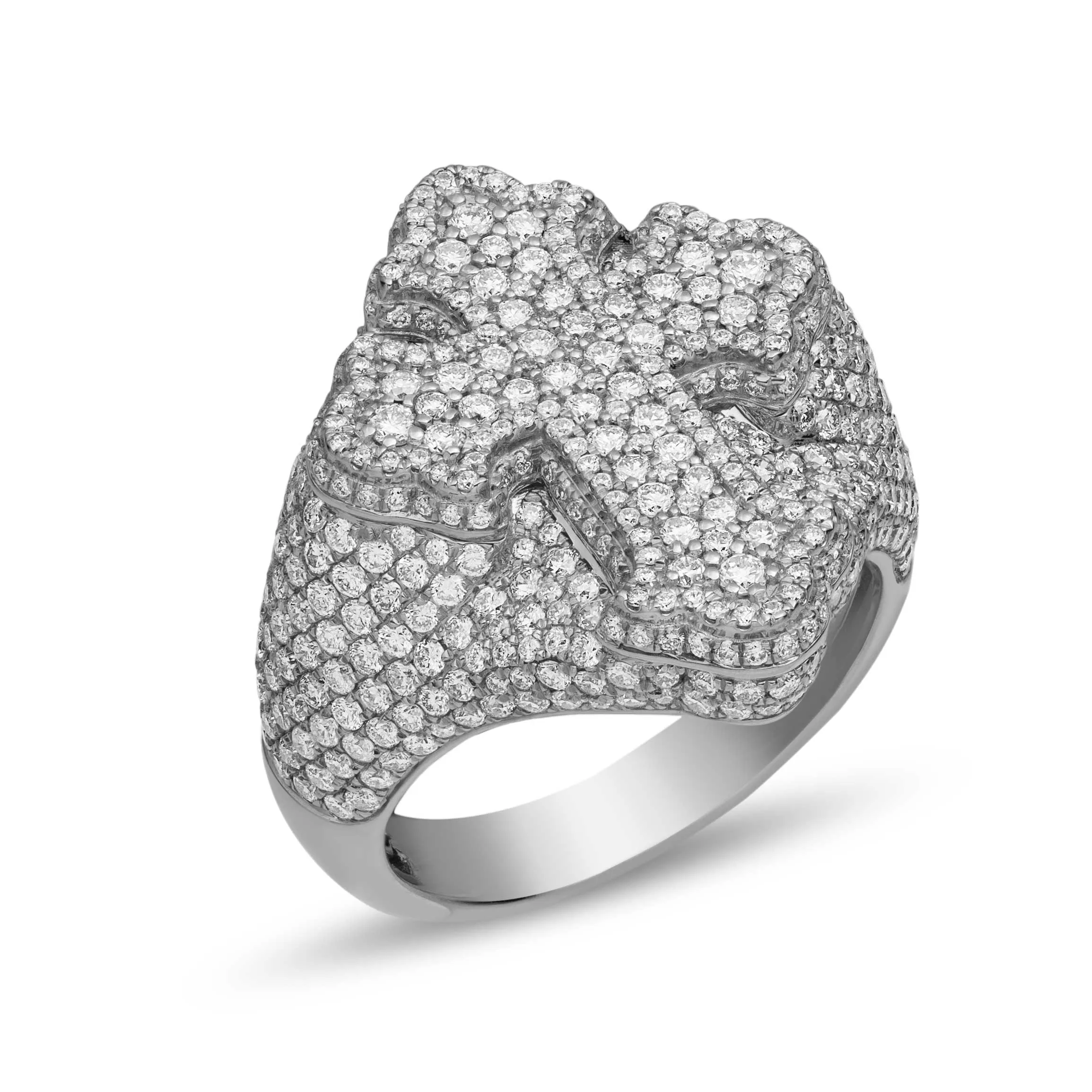 Diamond Signet Cross Ring 3.92ct 14K Gold
