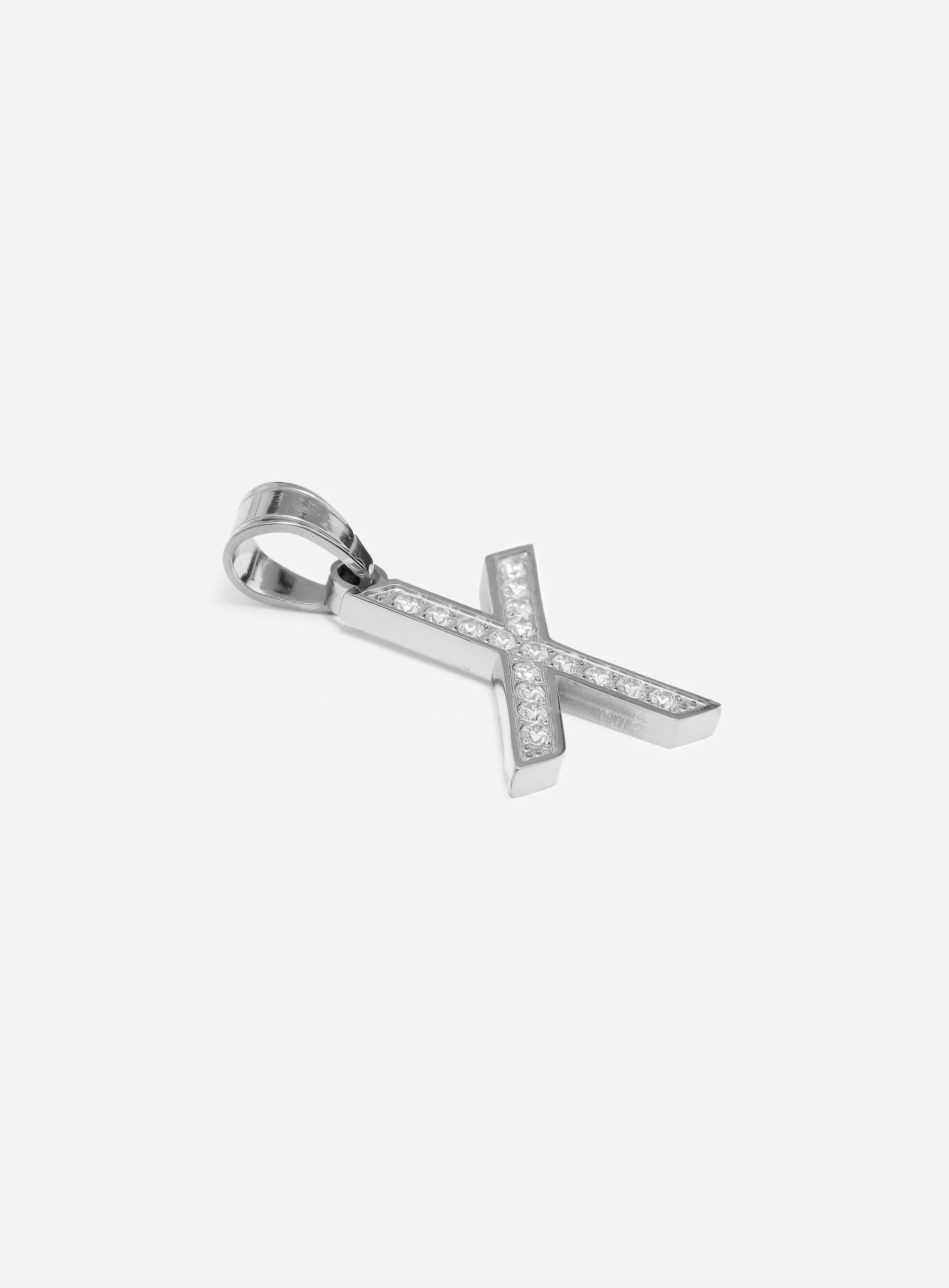 Diamond Silver Letter X Pendant