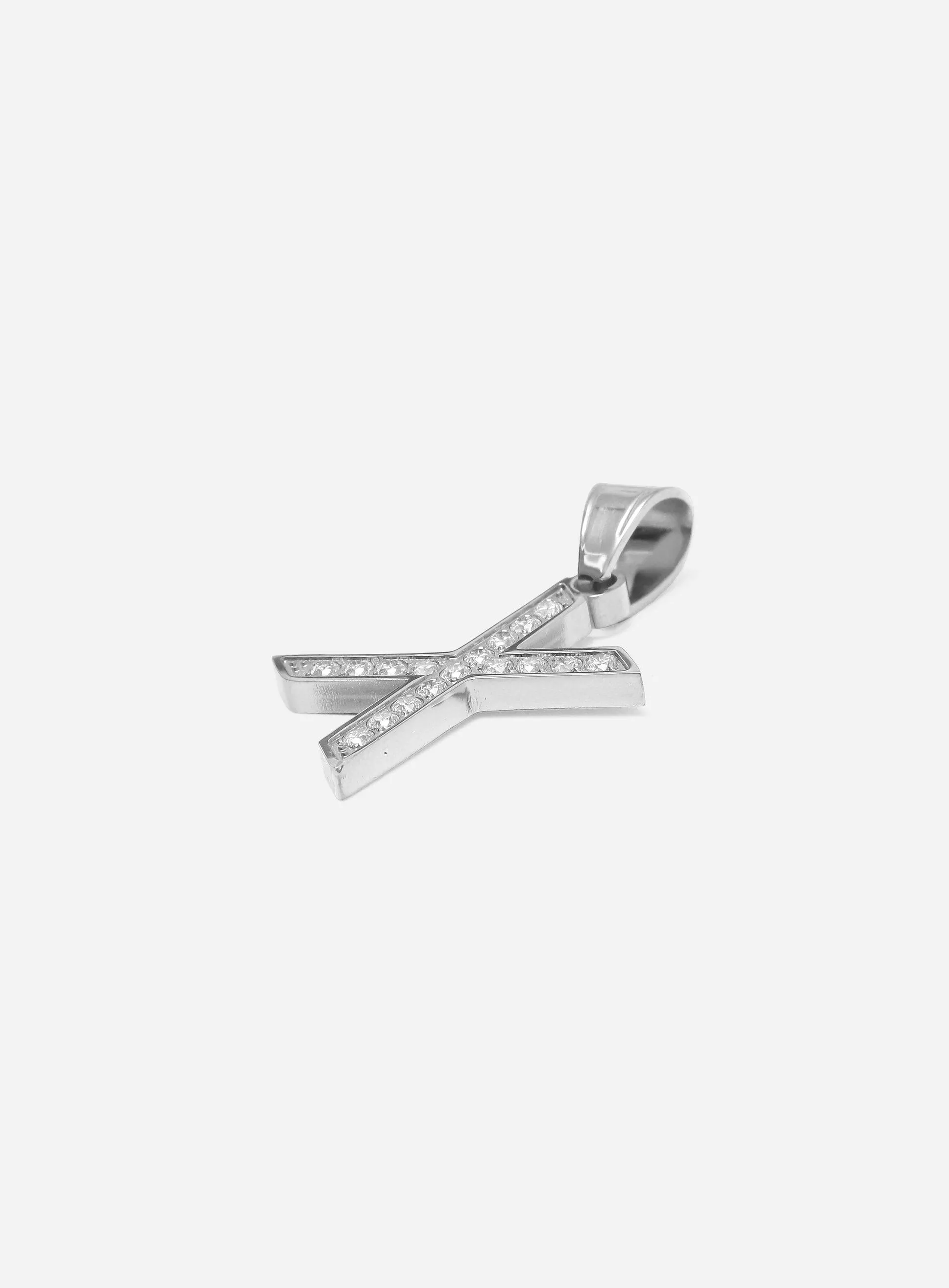 Diamond Silver Letter X Pendant