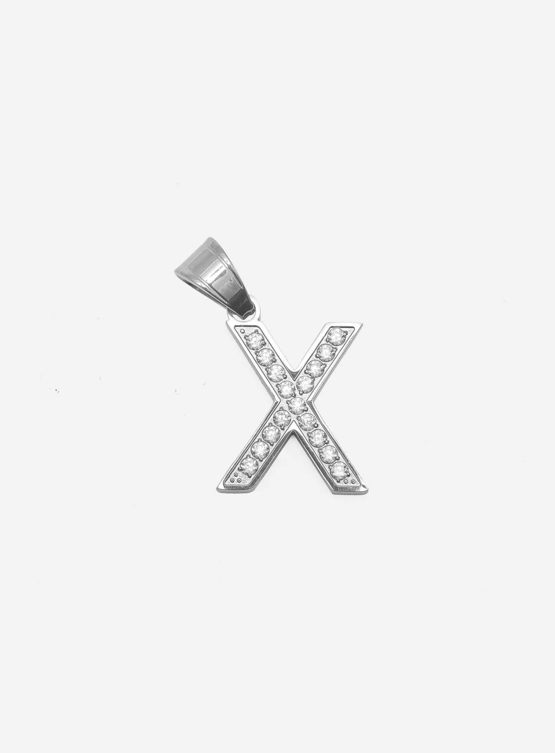 Diamond Silver Letter X Pendant