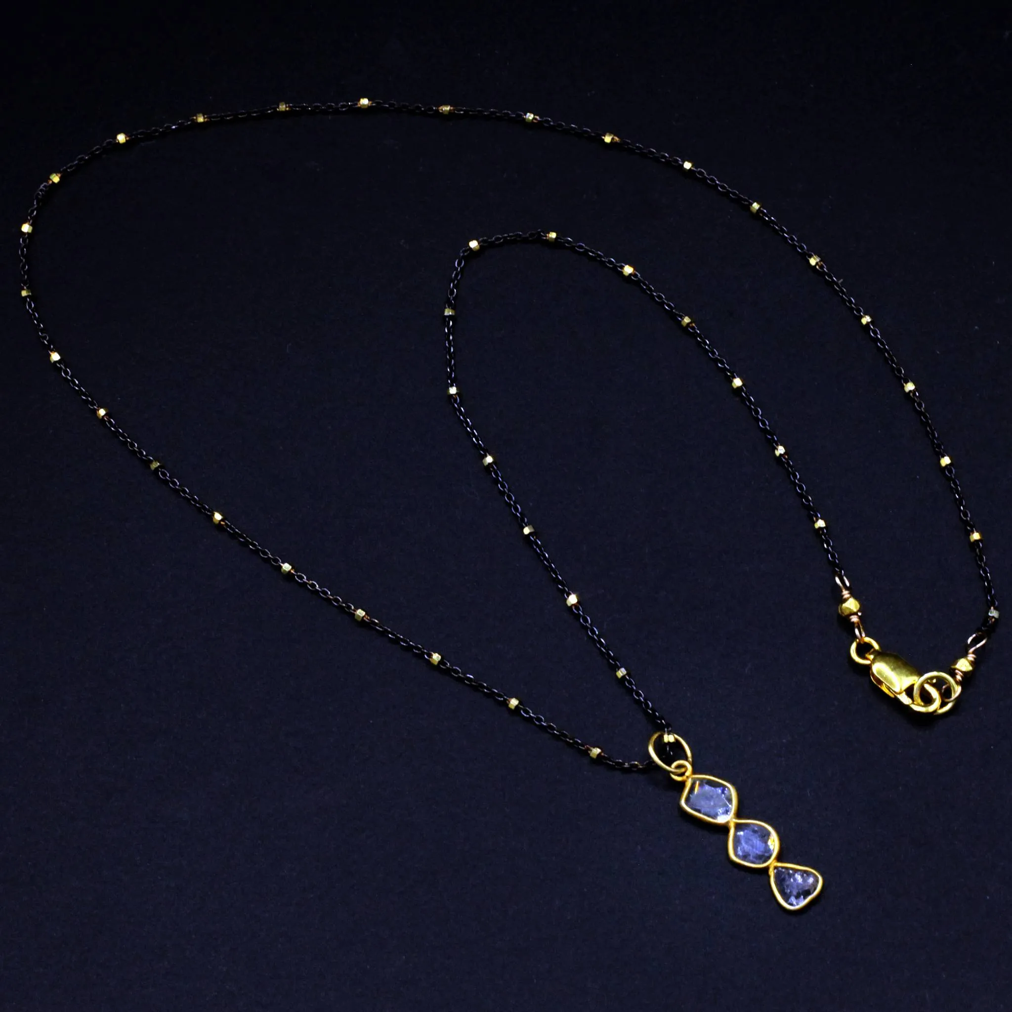 Diamond Slice   22k Gold Vermeil Collar Necklace