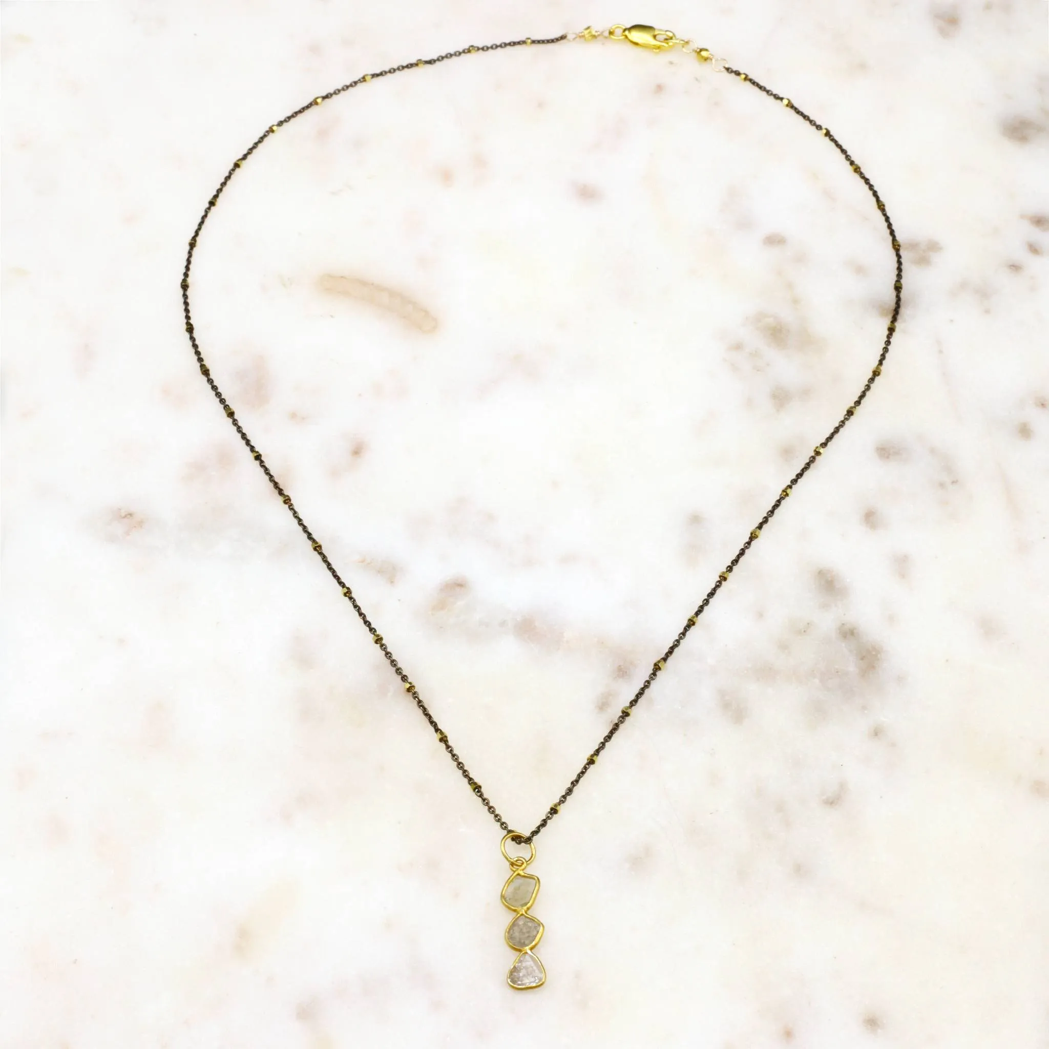 Diamond Slice   22k Gold Vermeil Collar Necklace